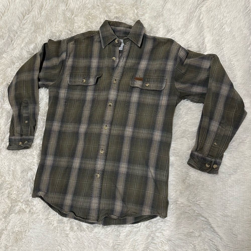 Carhartt 100% Cotton Long Sleeve Button Down Plaid Work Shirt